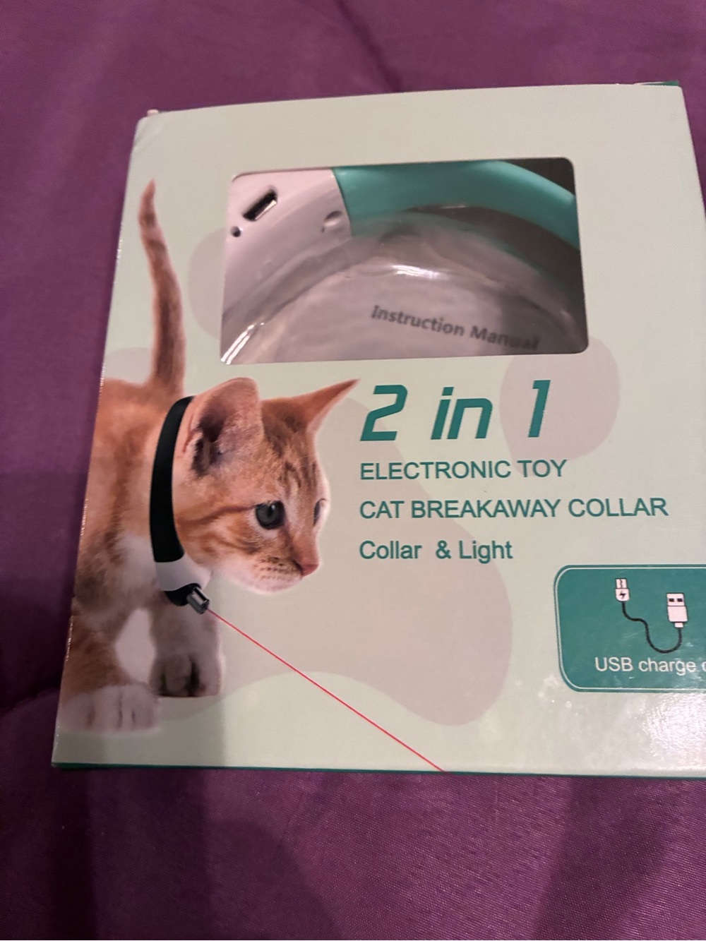 2-in-1 Cat Breakaway Collar & Light - Mint Pink